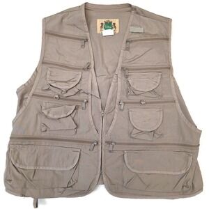 Ideal Vest Mens XL Beige Multi Pocket Full Zip Safari Fishing Hunting USA 60s
